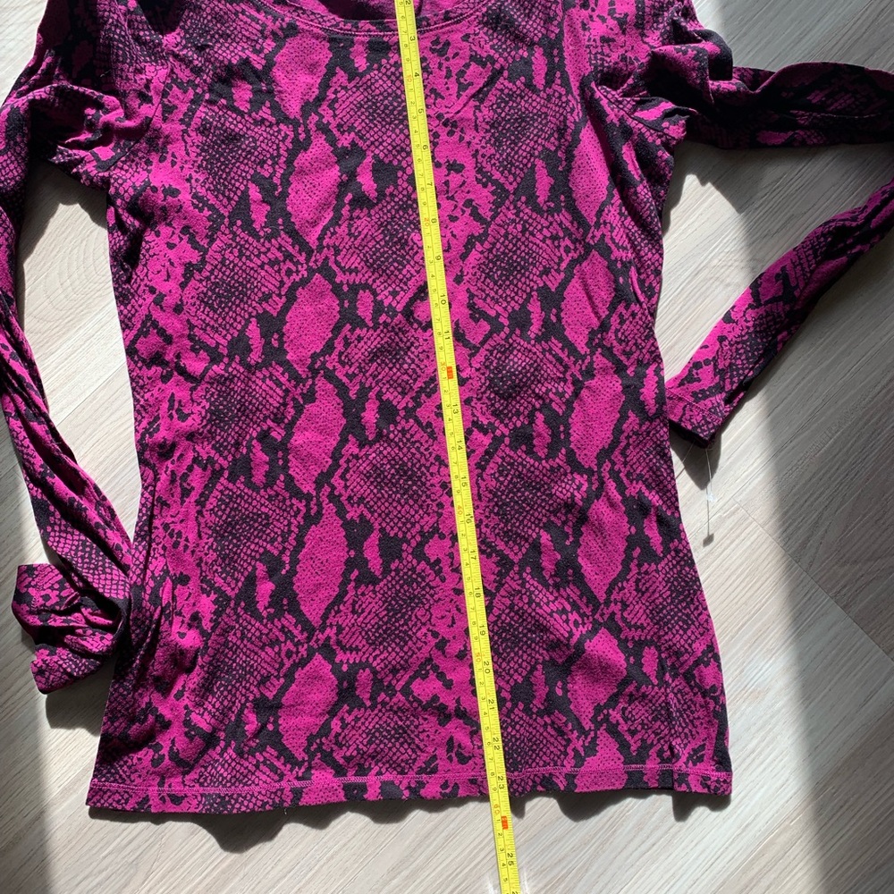 Express Snakeskin Print Long Sleeve Cotton Top -MED Pink/Black Colorful Casual - Picture 5 of 10